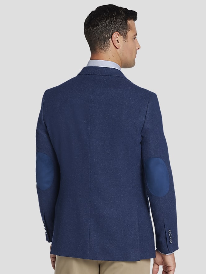 Nautica Modern Fit Tweed With Leather Elbow Patches Sport Coat, Navy Tweed - Image 3 of 5