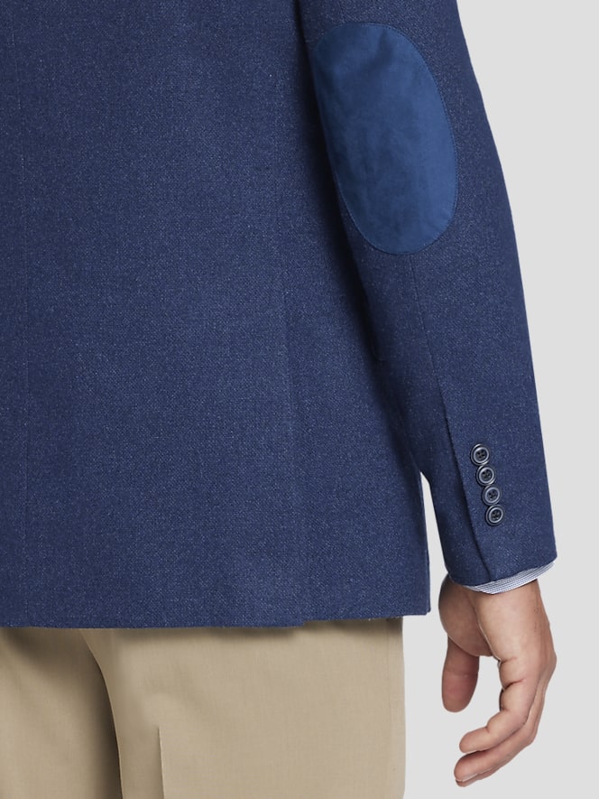 Nautica Modern Fit Tweed With Leather Elbow Patches Sport Coat, Navy Tweed - Image 4 of 5