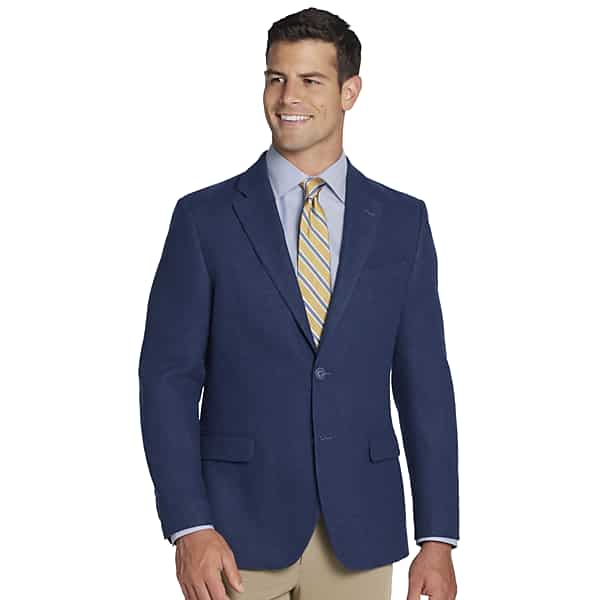 Nautica Big & Tall Men's Modern Fit Tweed With Leather Elbow Patches Sport Coat Navy Tweed - Size: 50 Long