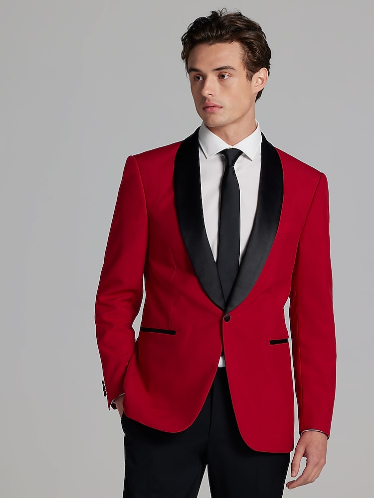 Egara red slim fit dinner jacket hot sale