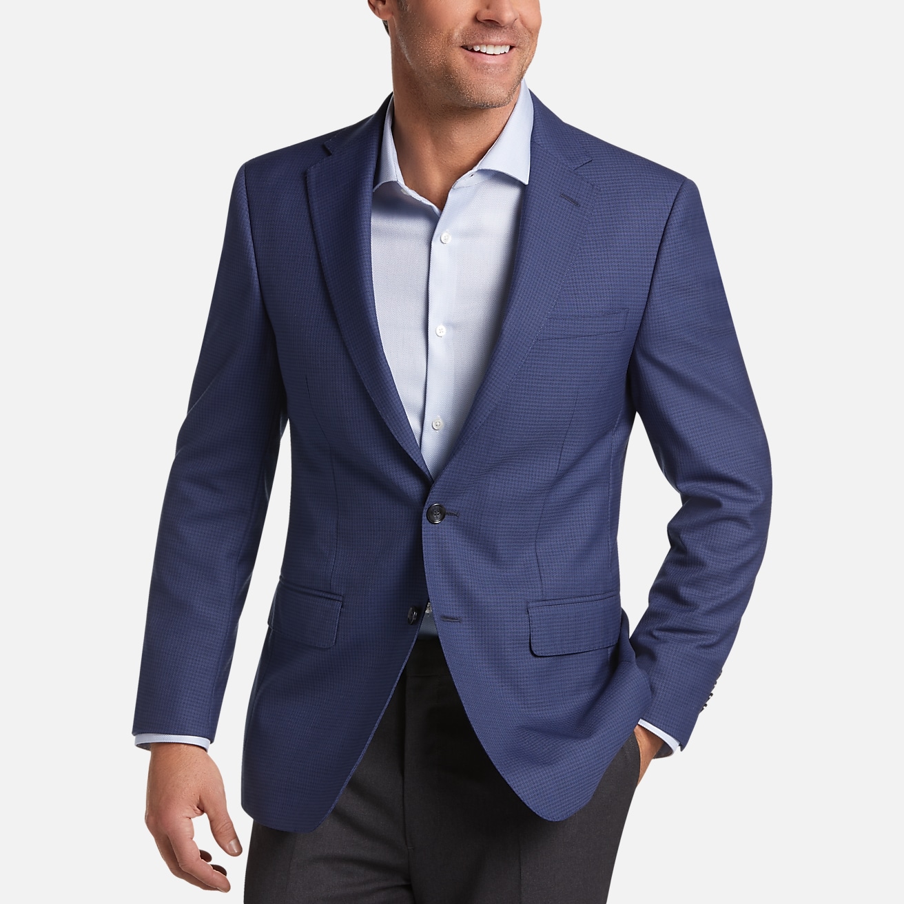CK 2 BTN BLUE MINI HOUNDSTOOTH CHECK SPORTCOAT