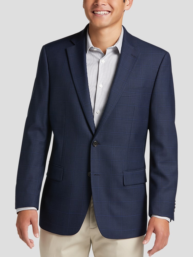 Calvin Klein Blue Plaid Slim Fit Sport Coat - Men's Sport Coats, Men's  Wearhouse