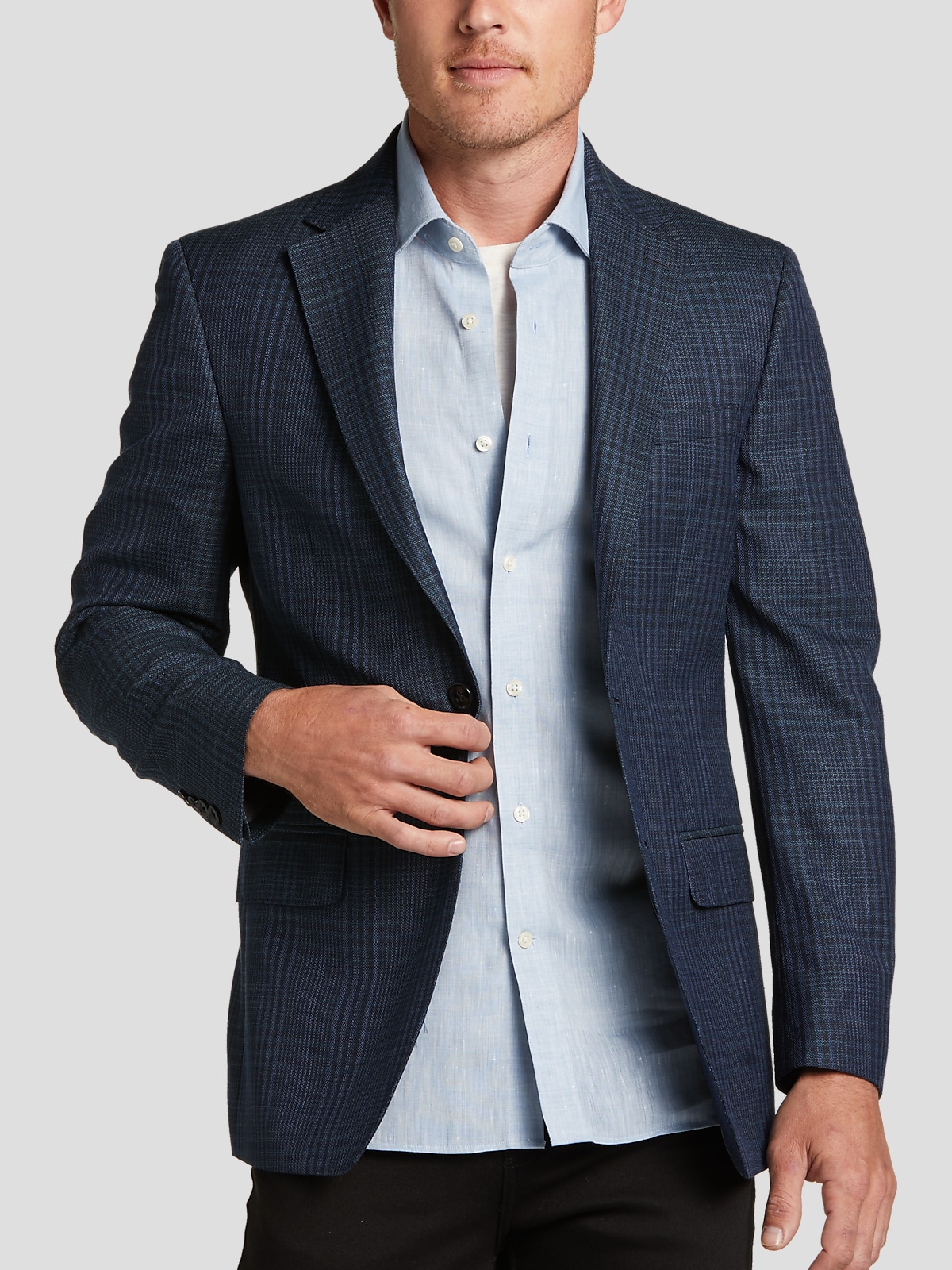 Calvin klein blue plaid slim fit sport coat outlet