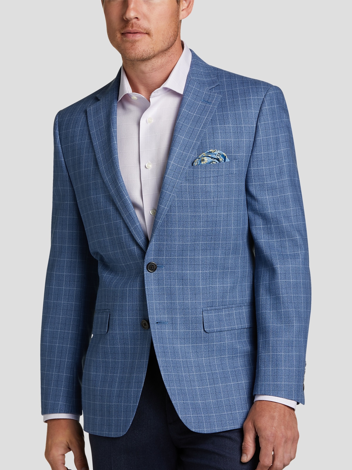 Calvin Klein Blue Plaid Slim Fit Sport Coat - Men's Sport Coats, Men's  Wearhouse