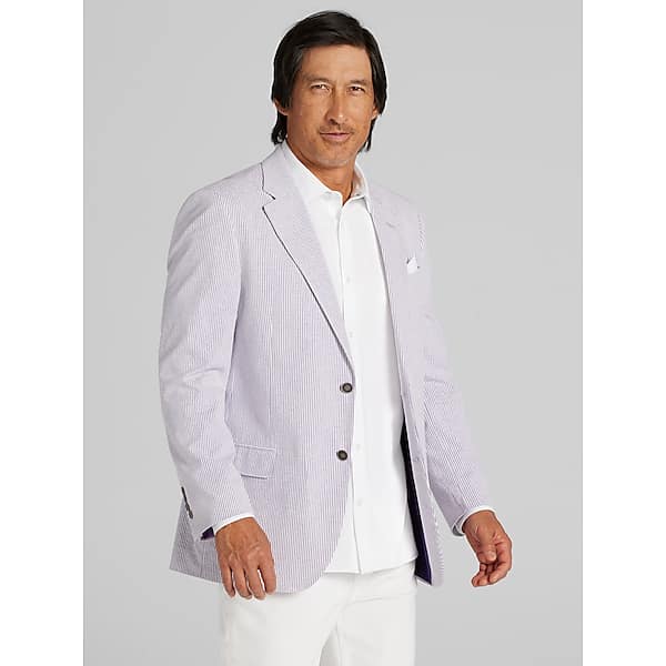 Nautica Men's Modern Fit Seersucker Sport Coat Lilac Seersucker - Size: 40 Short TMW15R240107