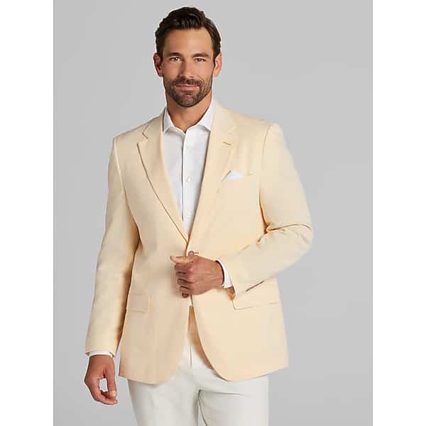 Nautica Men's Modern Fit Seersucker Sport Coat Yellow Seersucker - Size: 46 Regular TMW15R246229