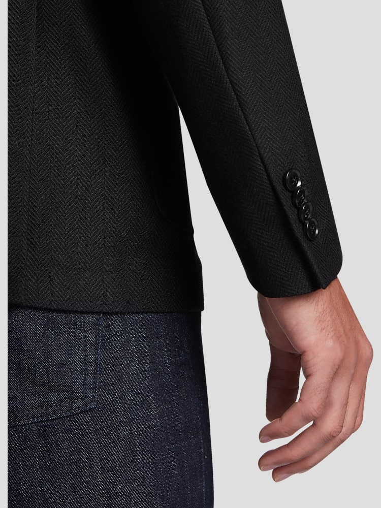 Calvin Klein Slim-fit Wool Woven Herringbone Sport Coat in Black for Men