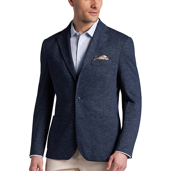 Awearness Kenneth Cole Men's Slim Fit Knit Tic Pattern Sport Coat Blue Tic - Size: 46 Regular