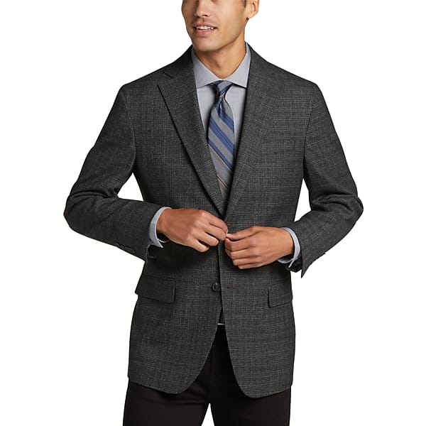 Awearness Kenneth Cole Big & Tall Men's Modern Fit Sport Coat Charcoal Check - Size: 50 Long