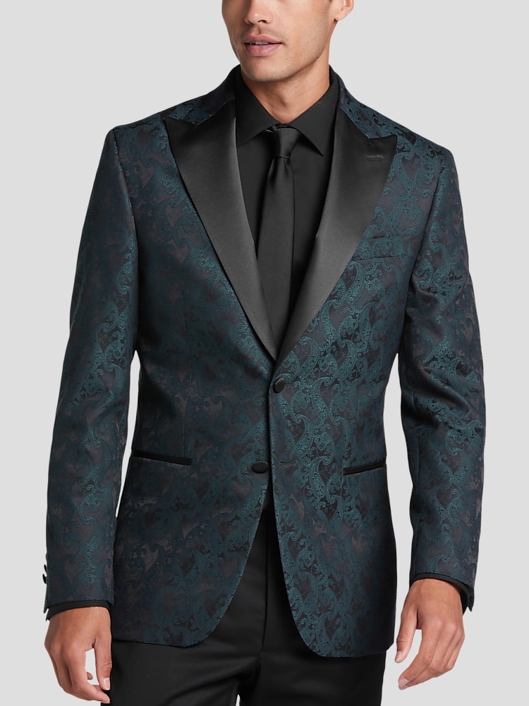 Emerald Modern Fit 4 pcs Fashion Suits for Men with Sateen Lapel