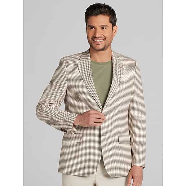 Nautica Big & Tall Men's Modern Fit Tweed Sport Coat Tan Check - Size: 48 Regular TMW16BE48296
