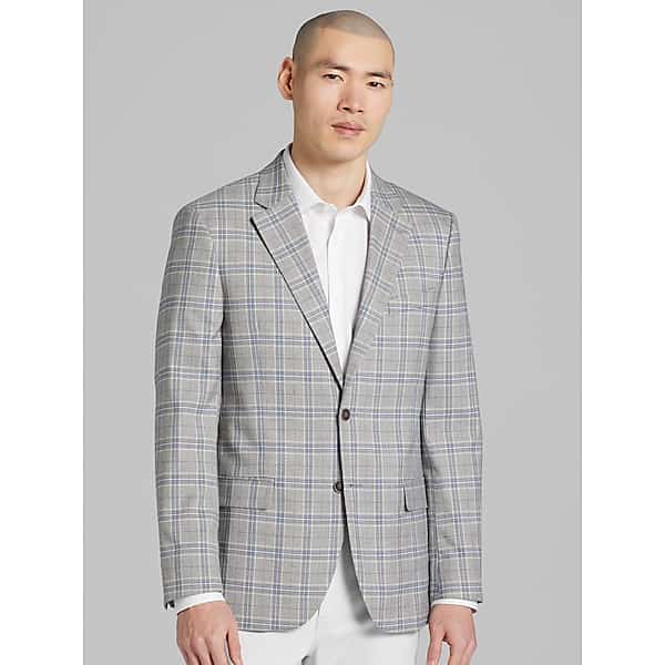 Nautica Men's Modern Fit Tweed Sport Coat Gray Plaid - Size: 44 Long