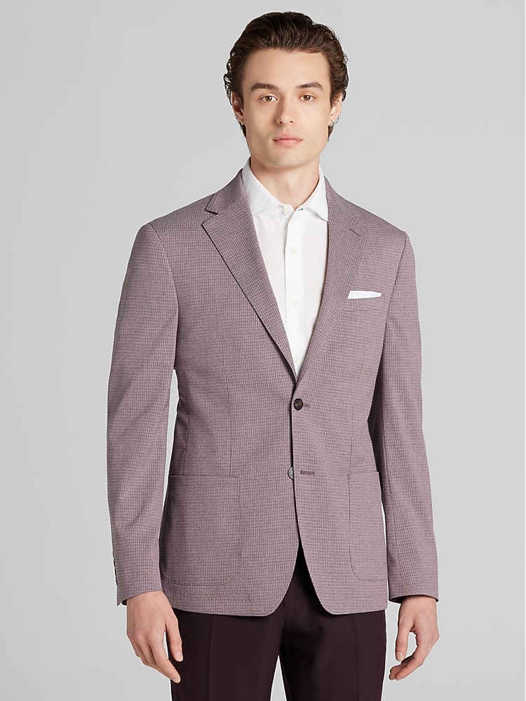 Calvin Klein Slim Fit Sport Coat in Wine Burgundy Purple  Mens Modern Two Button Jacket, Size 38 Regular