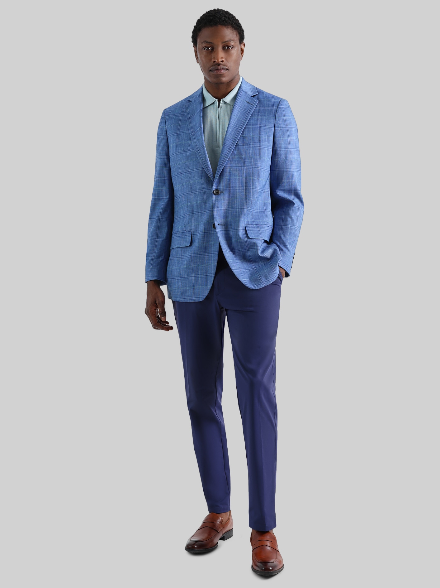 Tailored Fit Windowpane Plaid Sport Coat