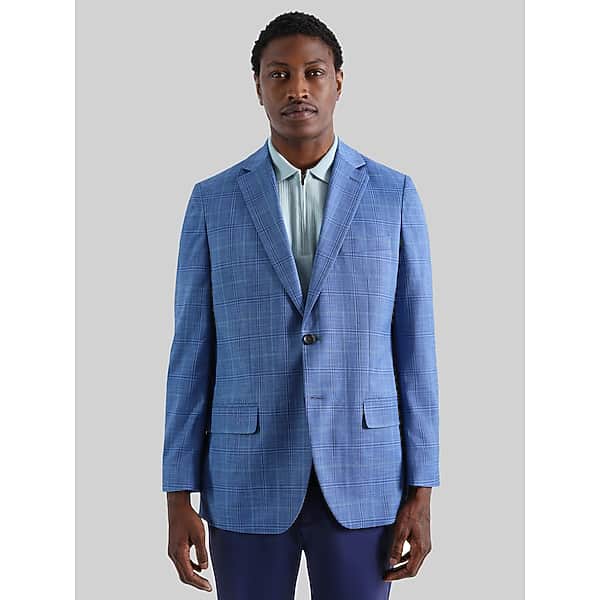 Haggar Men's Tailored Fit Windowpane Plaid Sport Coat Blue Windowpane