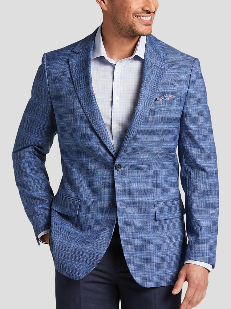 Blue checkered sport coat top