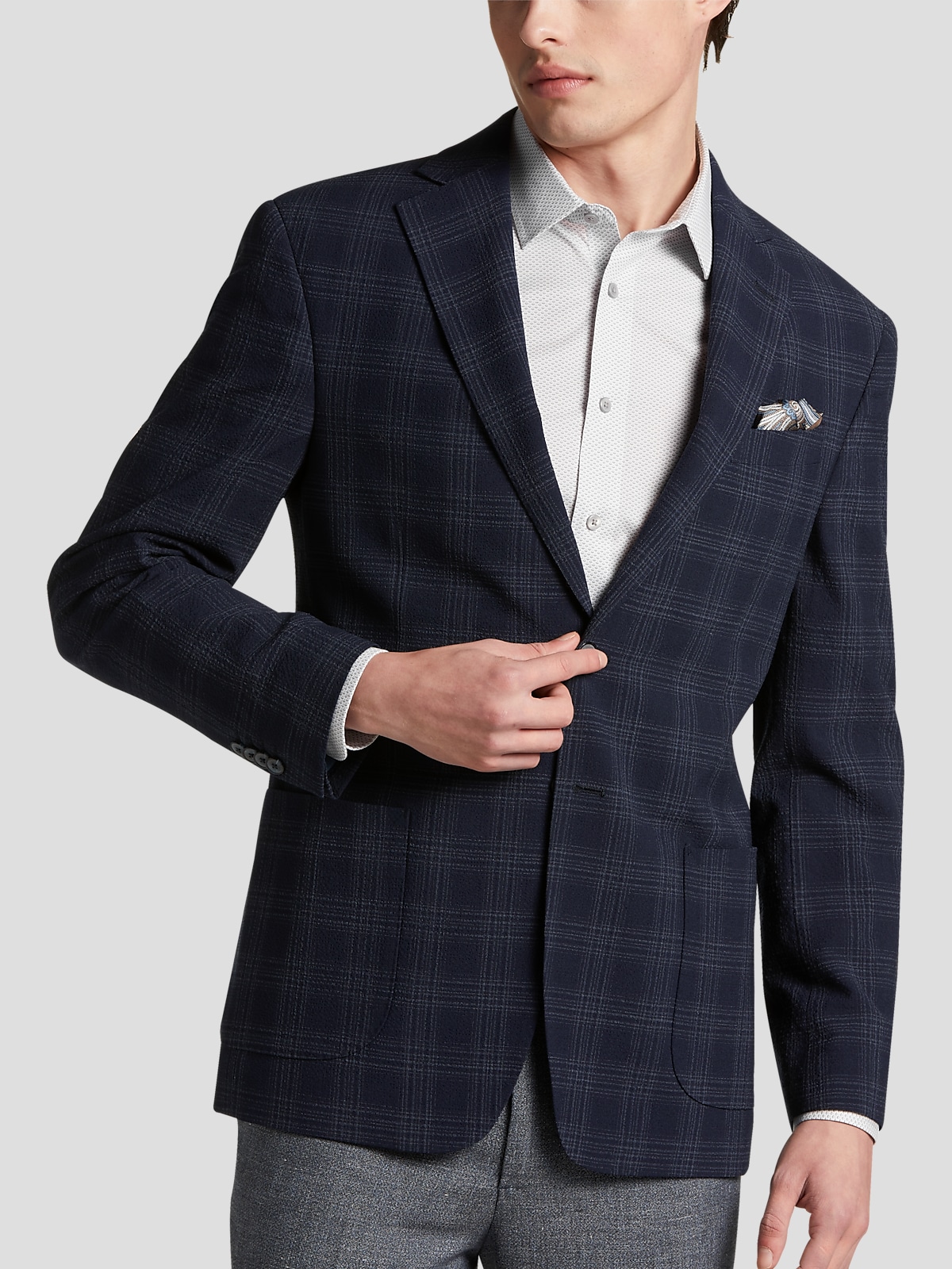 Calvin Klein Blue Plaid Slim Fit Sport Coat - Men's Sport Coats, Men's  Wearhouse