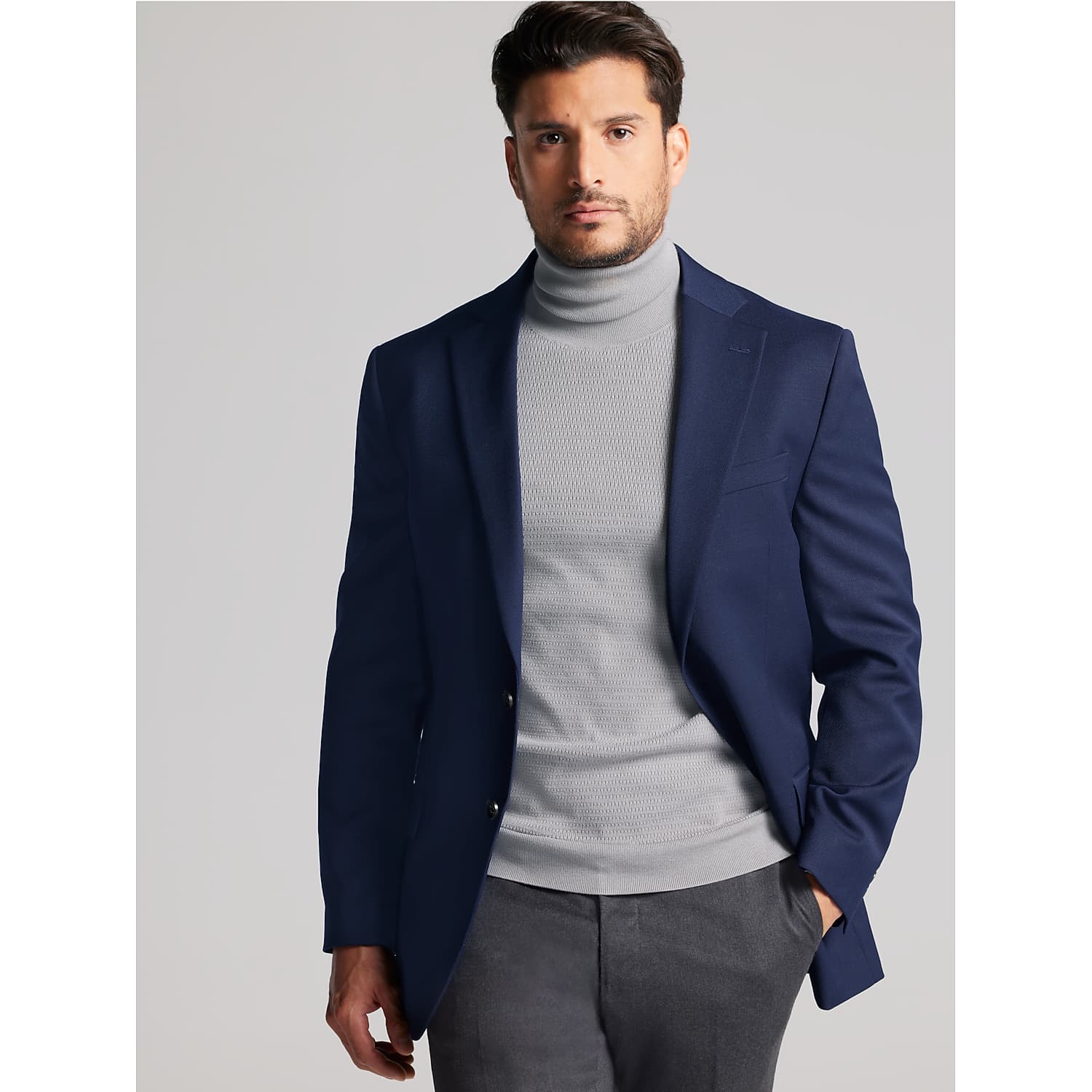 Pronto Uomo Platinum Modern Fit Wool Blend Blazer in Navy Solid Blue – Men’s Suit Jacket, Size 38 Regular