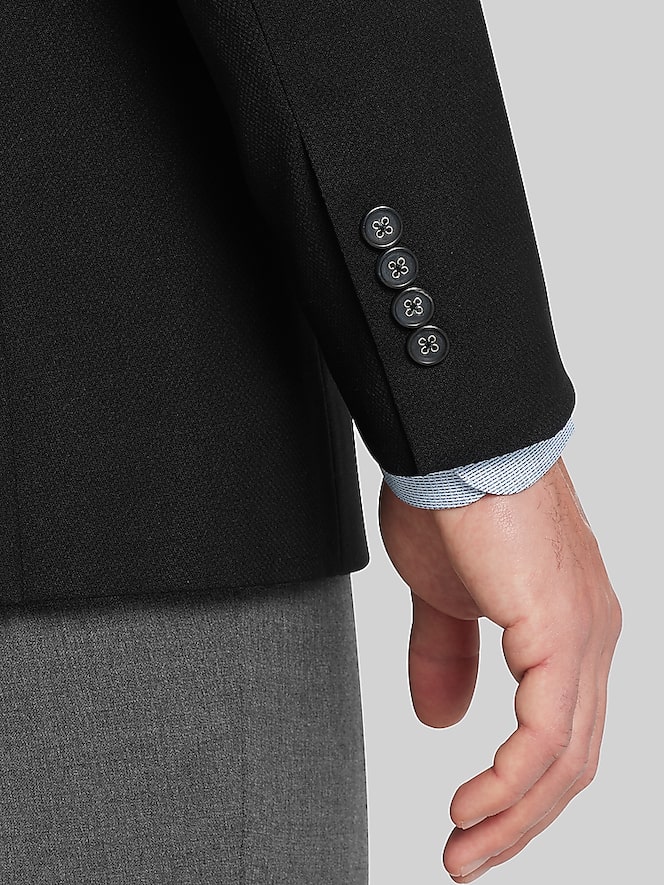 Pronto Uomo Platinum Modern Fit Premium Wool Blend Blazer, Black Solid - Image 4 of 7