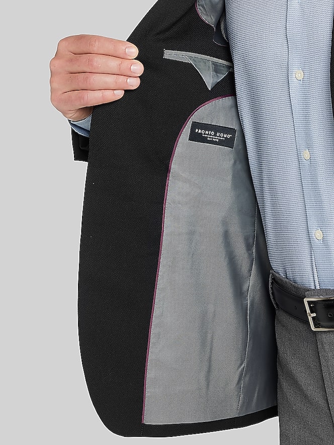 Pronto Uomo Platinum Modern Fit Premium Wool Blend Blazer, Black Solid - Image 6 of 7