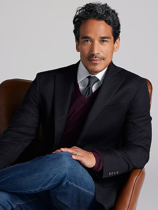 Pronto Uomo Platinum Modern Fit Premium Wool Blend Blazer, Black Solid - Image 7 of 7