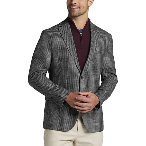 Collection by Michael Strahan Men's Michael Strahan Classic Fit Plaid Sport Coat Grey/Red Plaid - Size 46 Regular