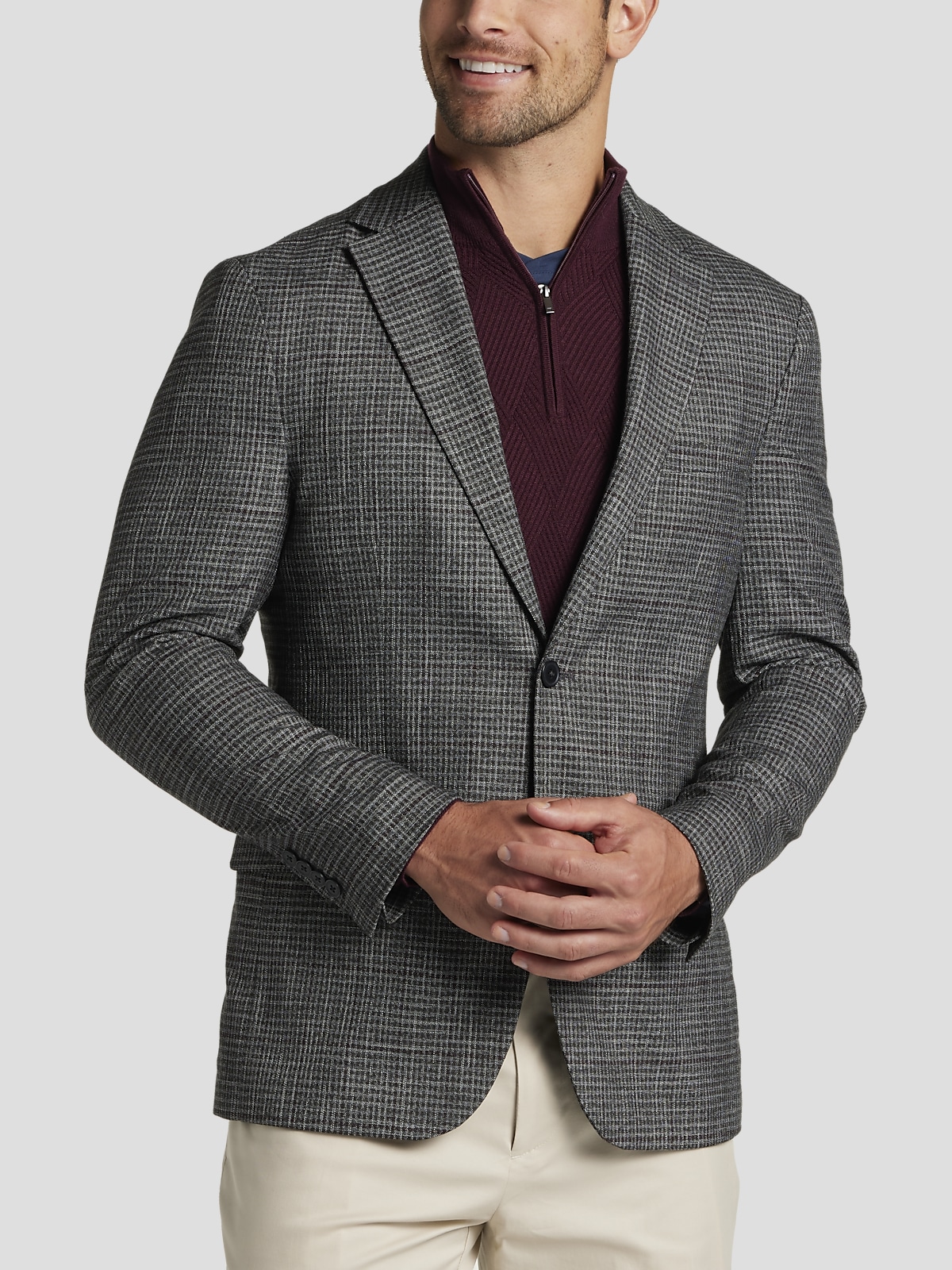 Michael Strahan Classic Fit Plaid Sport Coat Sport Coats Men s Wearhouse