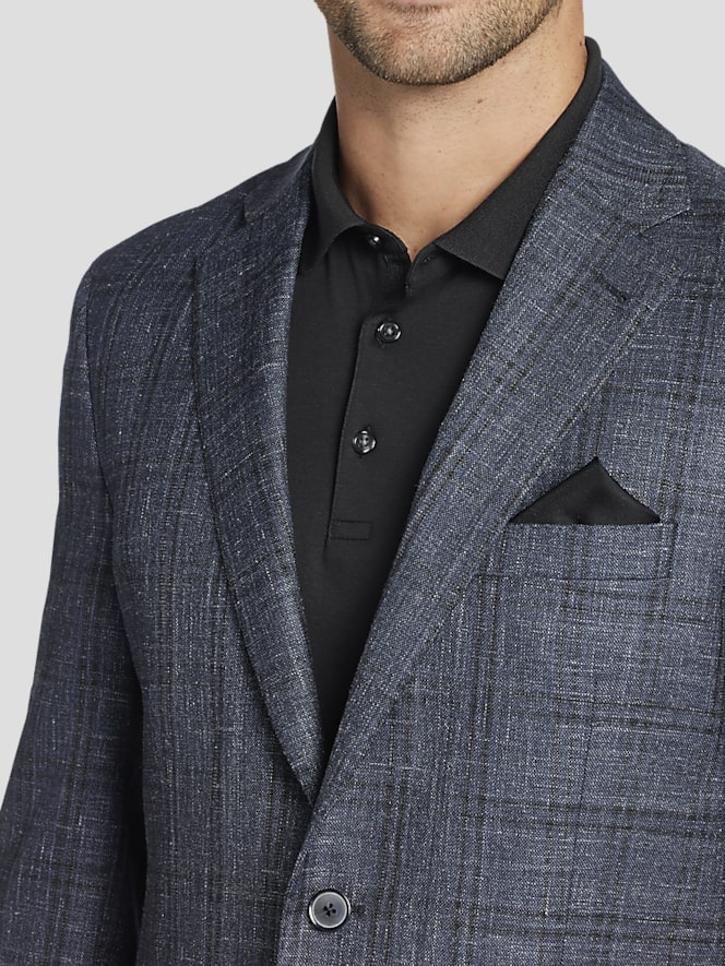 Joseph Abboud Classic Fit Wool Blend  Plaid Sport Coat