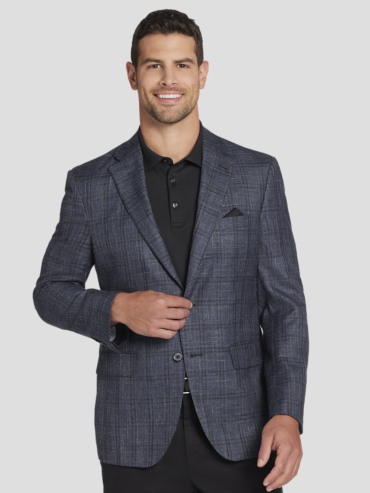 Navy plaid sports coat new arrivals