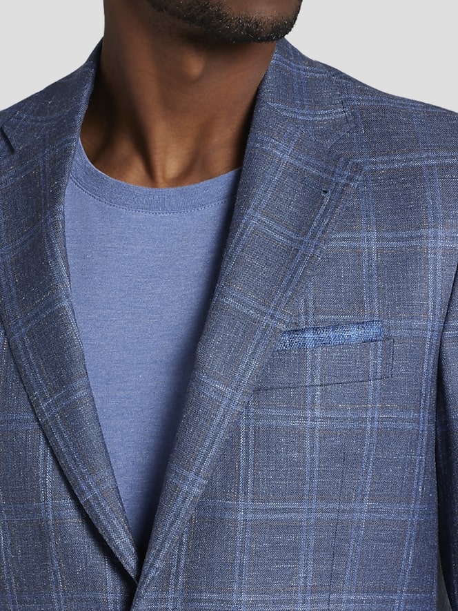 Joseph Abboud Classic Fit Wool Blend  Plaid Sport Coat