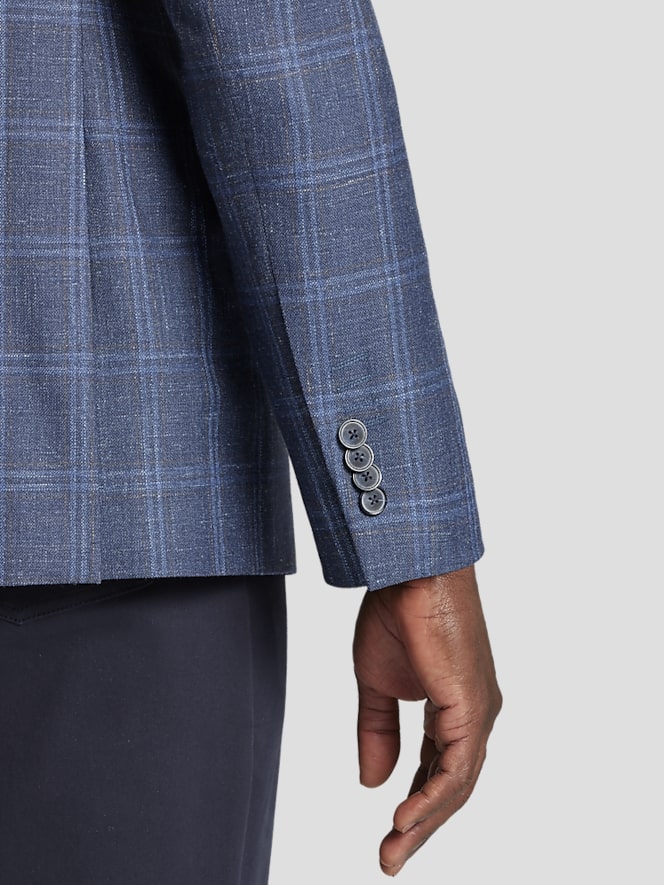 Joseph Abboud Classic Fit Wool Blend  Plaid Sport Coat