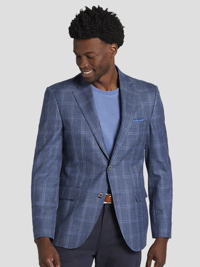 Joseph Abboud Classic Fit Wool Blend  Plaid Sport Coat