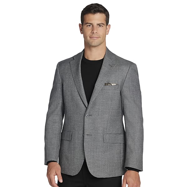 Joseph Abboud Big & Tall Men's Classic Fit Wool Blend Houndstooth Sport Coat Gray Houndstooth - Size: 50 Regular TMW16P050295
