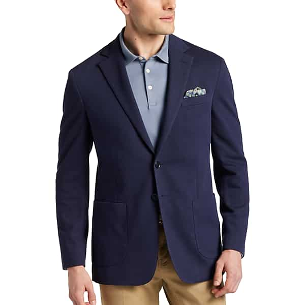 JOE Joseph Abboud Big & Tall Men's Slim Fit Knit Sport Coat Navy Pebble - Size: 50 Regular