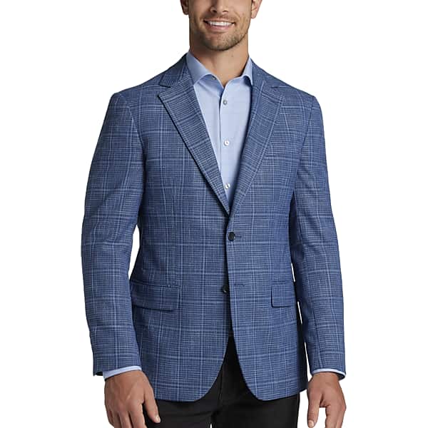 Pronto Uomo Men's Modern Fit Notch Lapel Sport Coat Blue Plaid - Size: 36 Short - Only Available at Men's Wearhouse