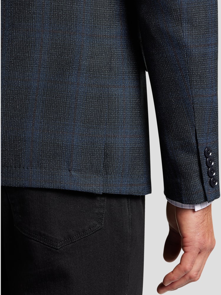Calvin klein blue plaid slim fit sport coat deals