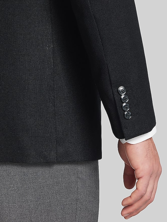 Joseph Abboud Modern Fit Premium Wool Blend Blazer, Black Solid - Image 4 of 7