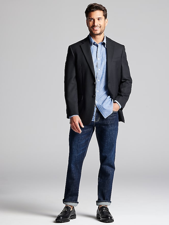 Joseph Abboud Modern Fit Premium Wool Blend Blazer, Black Solid - Image 5 of 7