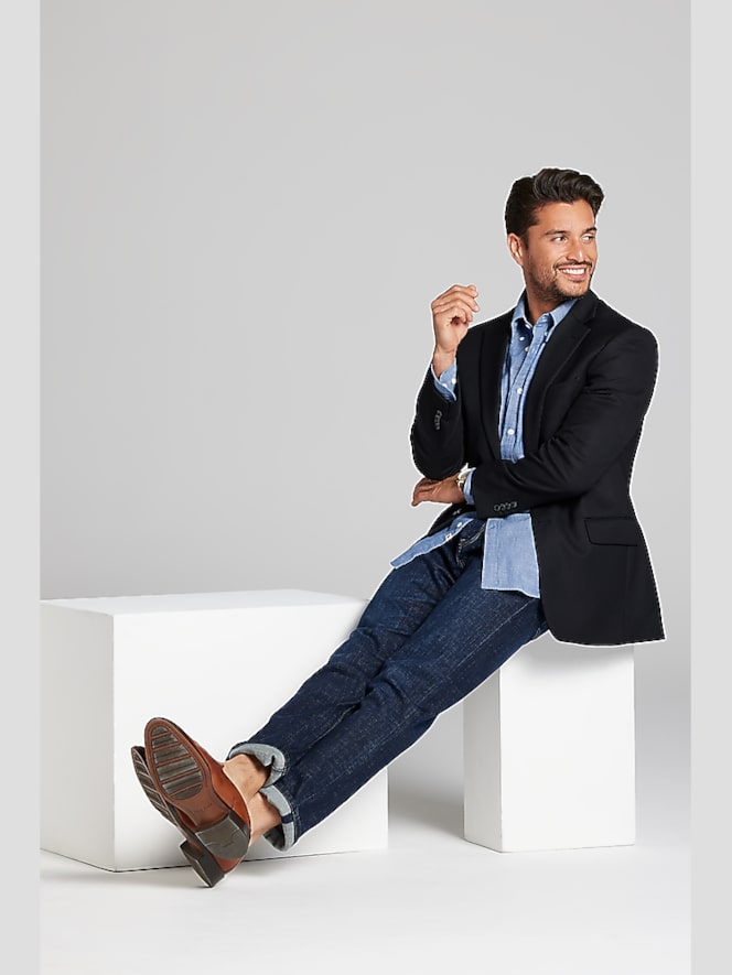 Joseph Abboud Modern Fit Premium Wool Blend Blazer, Black Solid - Image 7 of 7