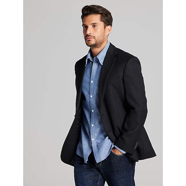 Joseph Abboud Men's Modern Fit Wool Blend Blazer Black Solid - Size: 60 Regular TMW16U960202
