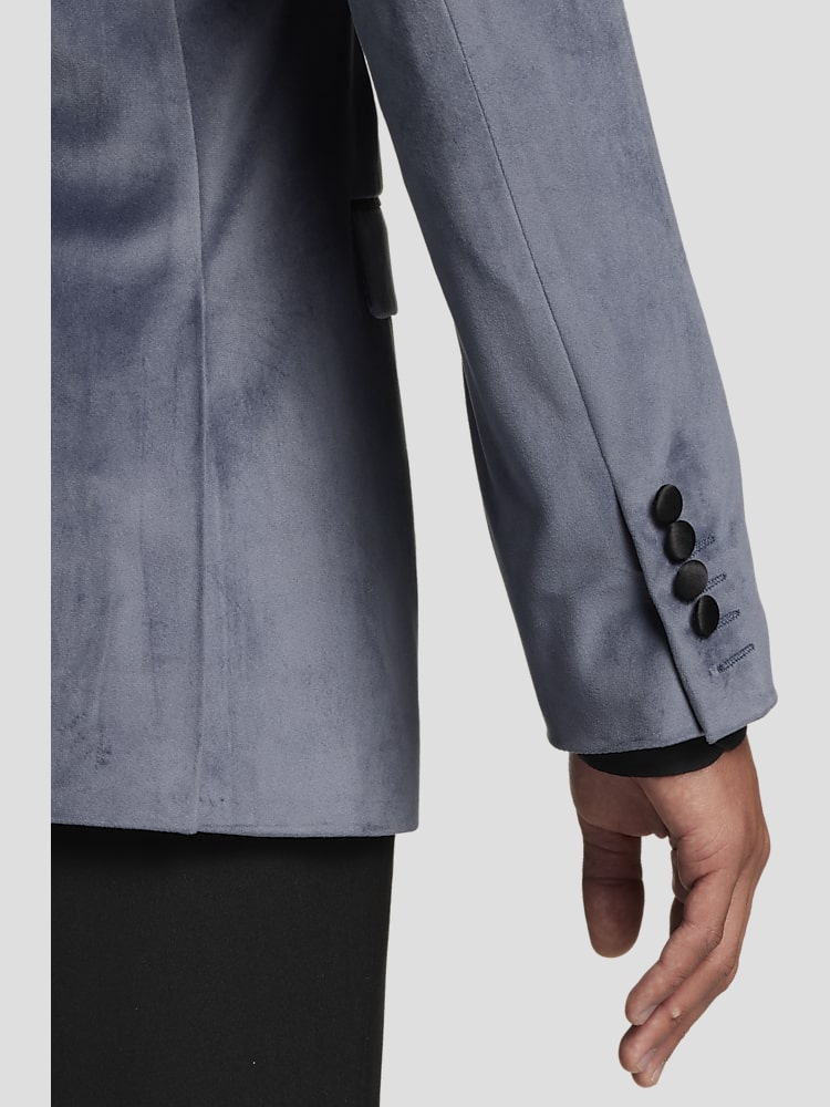 Paisley Gray Slim Fit Peak Lapel Velvet Dinner Jacket Dinner Jackets Men s Wearhouse
