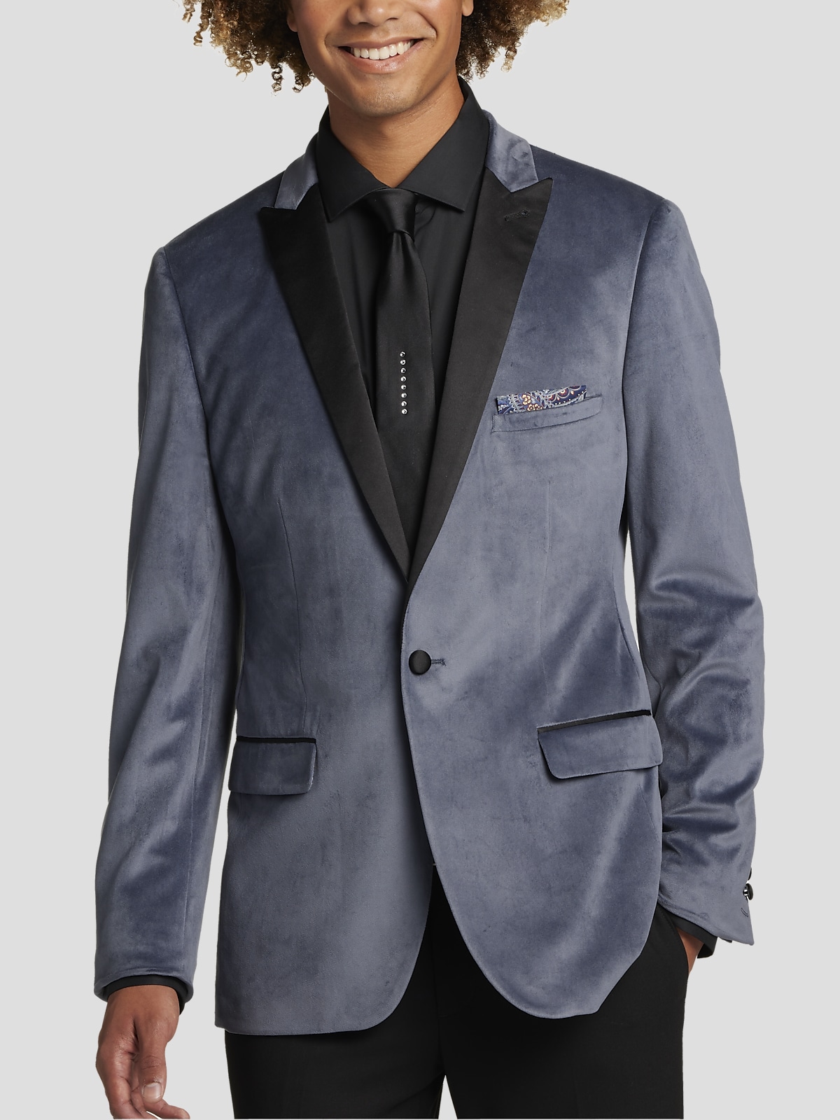 Gray dinner jacket top