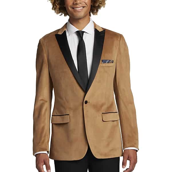 Men’s Vintage Style Suits, Classic Suits Paisley  Amp Gray Big  Tall Mens Paisley  Gray Slim Fit Velvet Dinner Jacket Golden Velvet - Size 54 Regular $209.99 AT vintagedancer.com