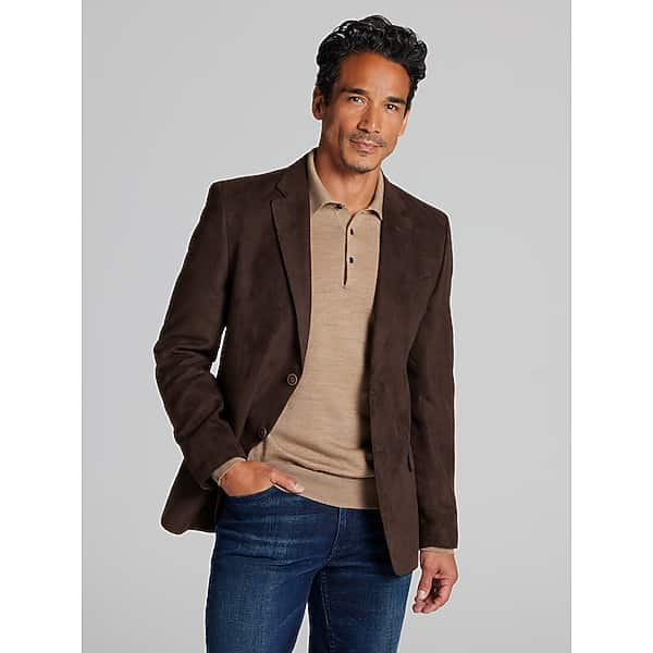 Nautica Men's Modern Fit Microsuede Sport Coat Brown Solid - Size: 42 Regular