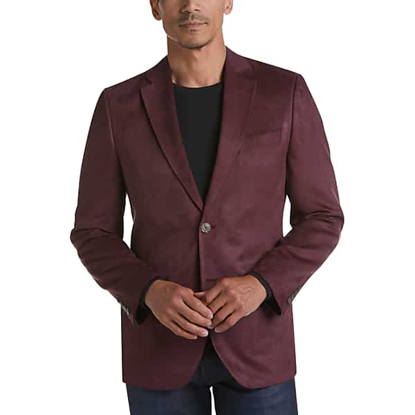 Nautica Men's Modern Fit Microsuede Sport Coat Burgundy - Size: 44 Regular