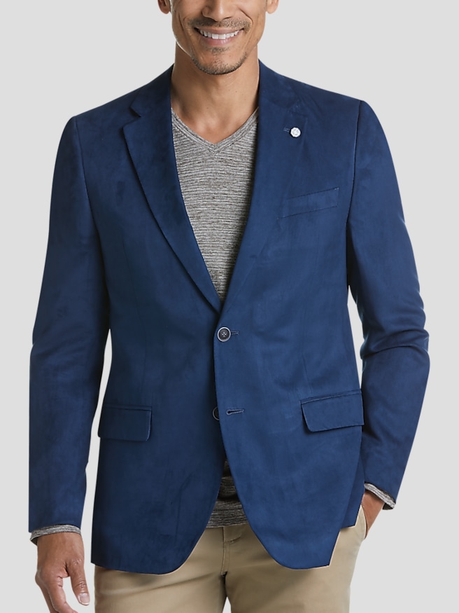 Navy on sale blue microsuede suit coat