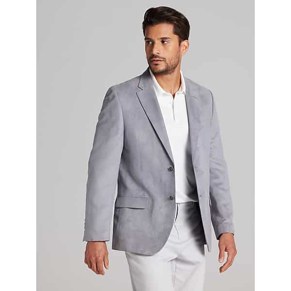 Nautica Men's Modern Fit Microsuede Sport Coat Light Gray Solid - Size: 42 Regular