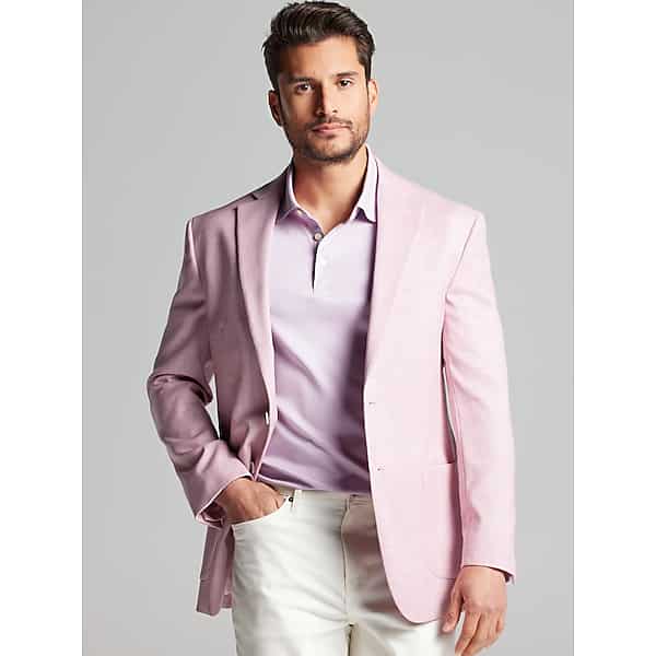 Pronto Uomo Men's Modern Fit Twill Sport Coat Pink Twill - Size: 46 Short - Only Available at Men's Wearhouse TMW16X846145