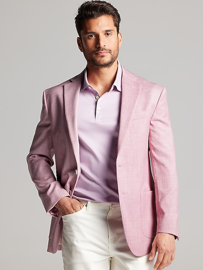 Pronto Uomo Men's Modern Fit Twill Sport Coat , Pink Twill