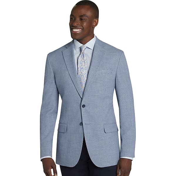Pronto Uomo Men's Modern Fit Mini Houndstooth Sport Jacket Blue Mini Houndstooth - Size: 44 Long - Only Available at Men's Wearhouse